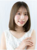 伸ばしかけマロンベージュ立体感ミディアムf古河20代30代40代