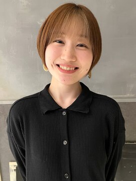 ボコカ(bococa) 丸みショート×シースルーバング×インナーミルクティーベージュ