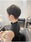 丸みショート☆斜めバング グレージュ　デザインカラー