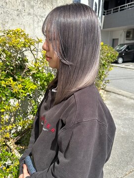 デビュー ヘアーメイク 切りっぱなしボブエアリーロング美髪ピンクブラウン浦添宜野湾