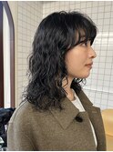 ウェーブパーマ　ミディアムパーマ　パーマ