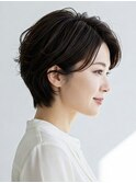40代/50代/60代ひし形小顔ショートボブ絶壁解消白髪ぼかし△32