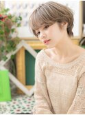 外国人風グレーベージュ小顔マッシュウルフc6戸頭10代20代30代
