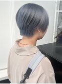 ブルーシルバーセンターパートデザインカラーグランマッシュ