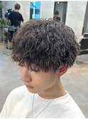 ツイストスパイラルパーマ/メンズマッシュパーマ/ブルーブラック