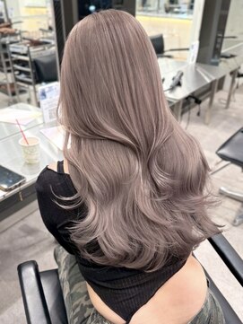 サンク 原宿 表参道(cinq) ダブルカラーハイトーンミルクティーベージュレイヤーカット韓国