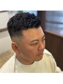 ナチュラルパーマ×スキンフェード