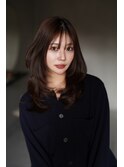 美髪ミディアムレイヤーカットデジタルパーマチェリーブラウン