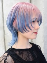 プネル(punel)&nbsp;原宿　水色カラー/ウルフレイヤーショート/グラデーションカラー