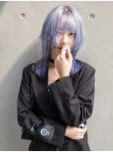 エンドカラー×外ハネウルフ　ラベンダーブルー