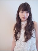 【揺らぐカールと愛らしい前髪のお嬢様ロング】