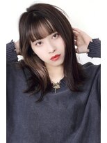 クレドガーデン 綾瀬店(CRED GARDEN) 小顔 厚めバング大人可愛いインナーカラー暗髪レイヤーボブ綾瀬g