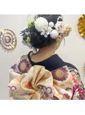 【crop es辻堂　藤田】成人式華やかシニヨンアレンジ