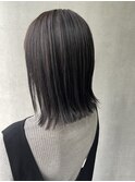 ミディアムボブ、切りっぱなし、艶髪