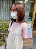オレンジカラー　外はねボブ　愛されボブ　フェザーバング