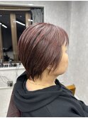 シークレットハイライト×ピンクブラウン/くびれショート