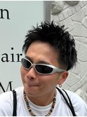 ツイストスパイラルパーマスペインカールダークアッシュマンバン