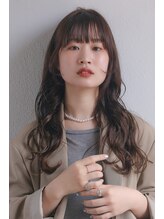 スリー スタンド(THREE STAND) 大人ウェーブ/コテ巻き風パーマ/顔周りレイヤー/抜け感ベージュ