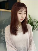 小川/ブリーチなしwカラーピンクブラウンミディアムレイヤー