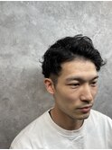 アップバング ツーブロック パーマ風 刈り上げ/メンズカット