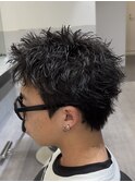 スパイキーショートピンパーマ短髪無造作