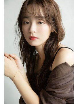 ジュネス 銀座(JYUNESU) ロングレイヤーグレージュ美肌カラー韓国風20代30代透け感バング