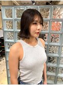 くびれボブ×透け感アッシュグレー