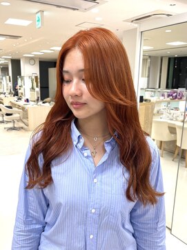 ケンジ 平塚ラスカ店(KENJE) オレンジブラウン/ブリーチカラー/ロングレイヤー/平塚/湘南