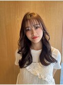 顔周りレイヤーで小顔に♪透明感ショコラブラウンロング