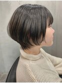 ふんわりショートボブ ×透明感グレージュ
