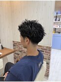 メンズカット/テーパーフェード/スパイキーショートパーマ/