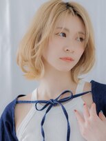 モッズヘア 越谷(mod's hair)&nbsp;ブリーチオンカラー金髪ニュアンスパーマボブディA0越谷20代30代