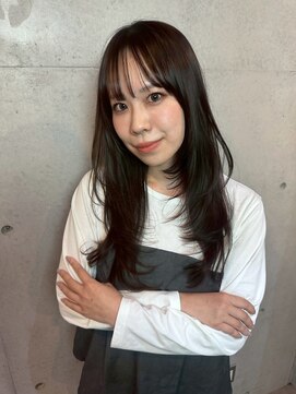 ロングレイヤー/グレージュカラー/ハッシュカット/顔周りカット