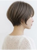 髪質改善/大人可愛いショートボブ/白髪ぼかしハイライト/艶感