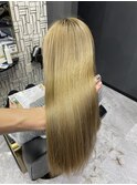 大人可愛い透明感立体感グレージュ×エアストレート