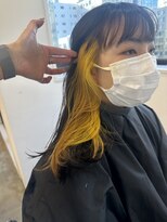 ロンドアジュール 横浜(Lond azur)&nbsp;☆インナーカラー×顔周りウルフレイヤースタイル　横浜ショート