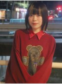 切りっぱなしストンボブ/パツっとボブ/デザインカラー/ミニボブ