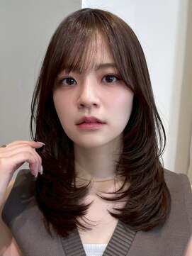 ノイ 銀座(noi) 顔周りレイヤーカットくびれヘアミルクティーベージュカラー