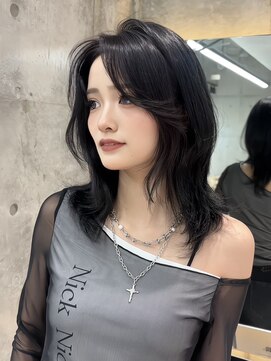 ロンドメリア 天神大名店(Lond Melia) 小顔に見せるミディアムヘア/韓国ヘア/暗めカラー