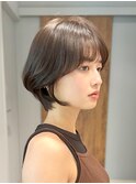 小顔サイドバングのゆったり長めショートボブ白金台目黒