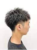 大人男子ツーブロック刈り上げアクティブショートツイストパーマ