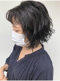 暗髪カラー×パーマ