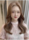韓国前髪顔まわり×ショコラアッシュふんわりカール【髪質改善】