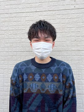 ゴデーレ(GODERE) シースルー前髪メンズパーマナチュラル束感ブラウンマッシュ