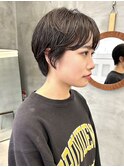 黒髪ショートパーマ　ニュアンスパーマ　マニッシュ