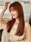 レイヤーカット　ロングレイヤー　暖色カラー