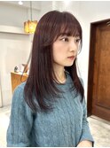 ローズミルクティーカラーレイヤーカット20代
