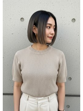 ミニボブレイヤー/アンブレラカラー/モテ髪内巻きボブ