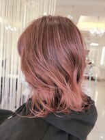20代30代40代大人可愛いシアーピンク透明感肩ライン外ハネ