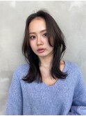 ヌーディーカラー/サラツヤロング/ふんわりミディアム/小顔ヘア
